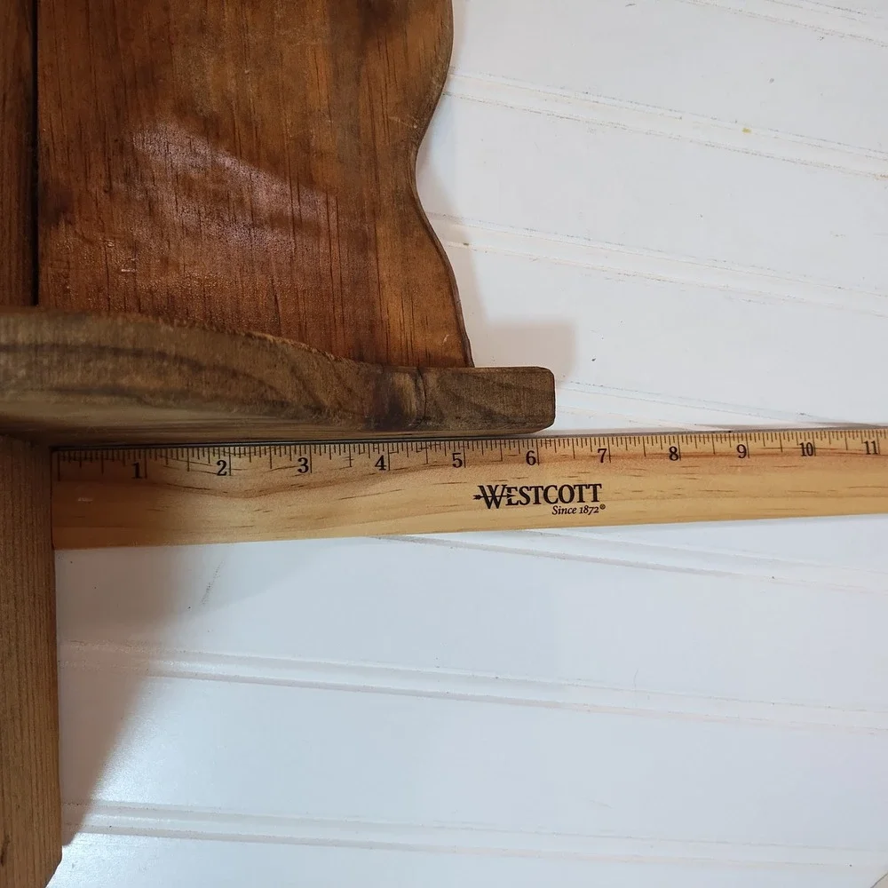 Vintage Wood Wall Shelf Scalloped Gingerbread Cutout 4 Peg Coat Rack Brown 48